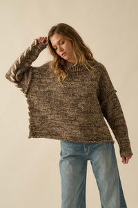 Seams to Me Marled Knit Stitch-Detail Sweater - ShopPromesa