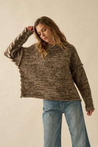 Seams to Me Marled Knit Stitch-Detail Sweater - ShopPromesa