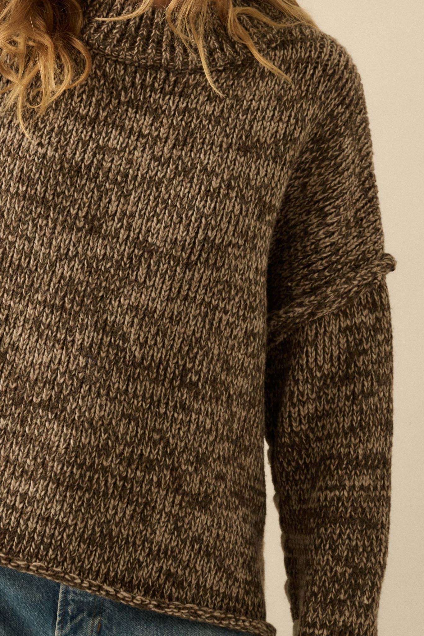 Seams to Me Marled Knit Stitch-Detail Sweater - ShopPromesa