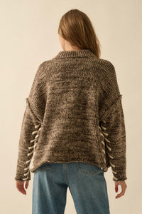 Seams to Me Marled Knit Stitch-Detail Sweater - ShopPromesa