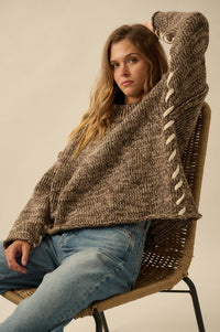 Seams to Me Marled Knit Stitch-Detail Sweater - ShopPromesa