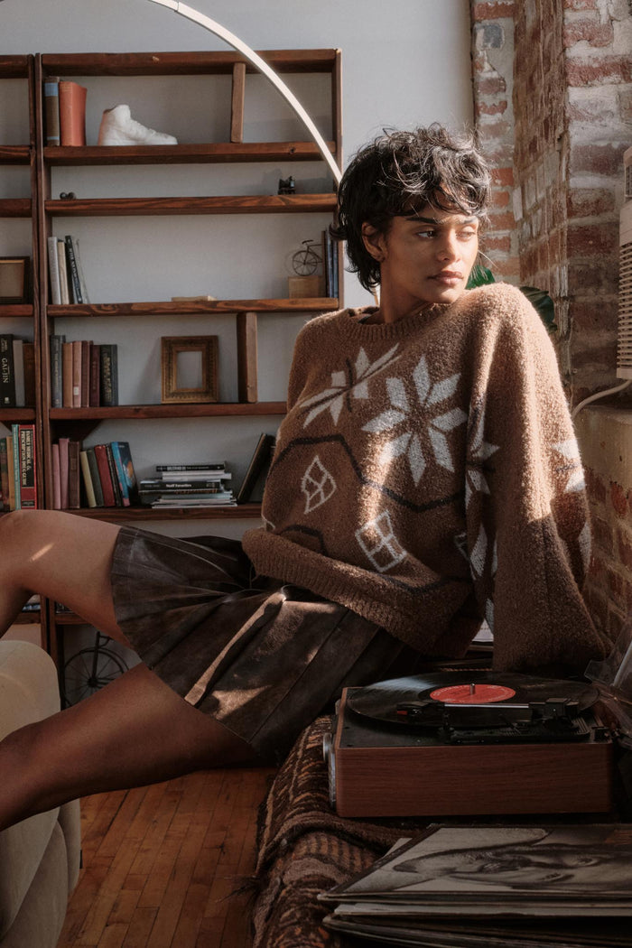 Northern Slopes Alpine-Knit Balloon Sleeve Sweater - ShopPromesa