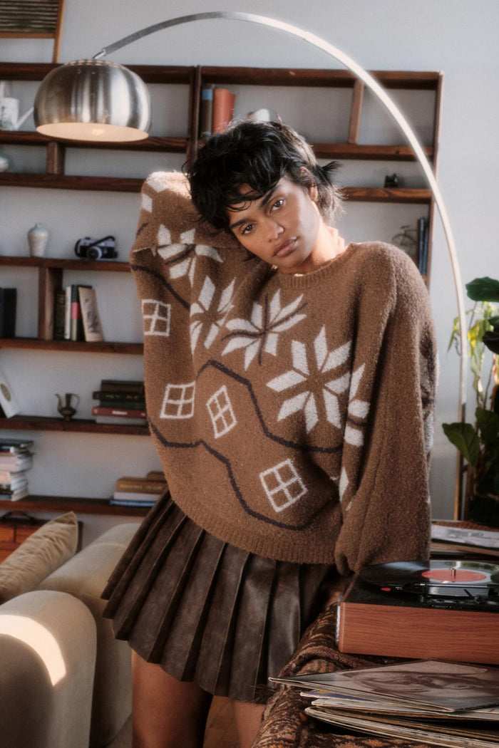 Northern Slopes Alpine-Knit Balloon Sleeve Sweater - ShopPromesa