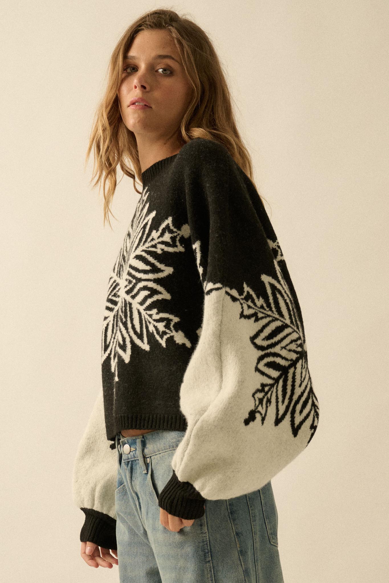 Snow What Snowflake Jacquard-Knit Dolman Sweater - ShopPromesa
