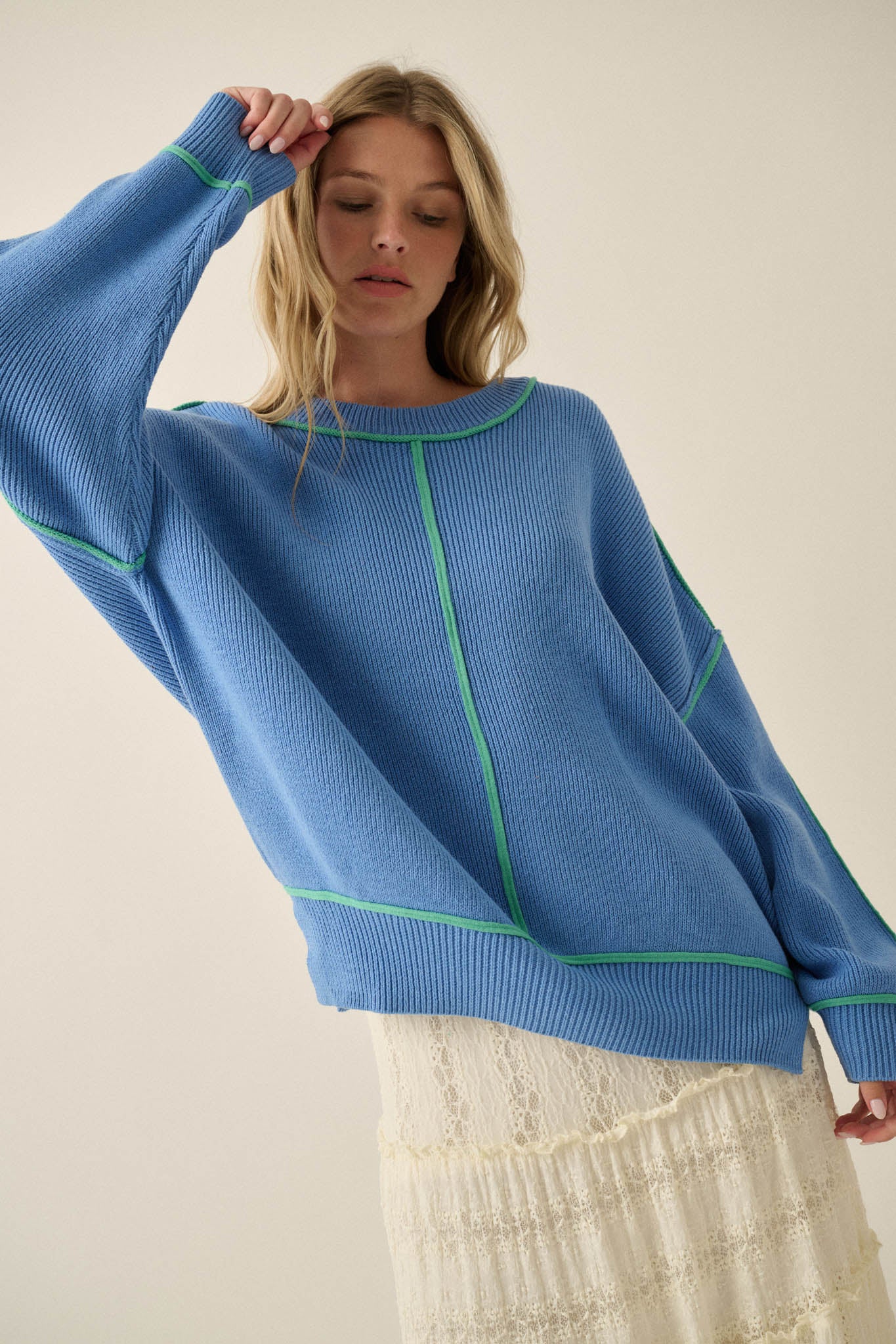 Best Life Exposed-Seam Ribbed Knit Sweater - ShopPromesa