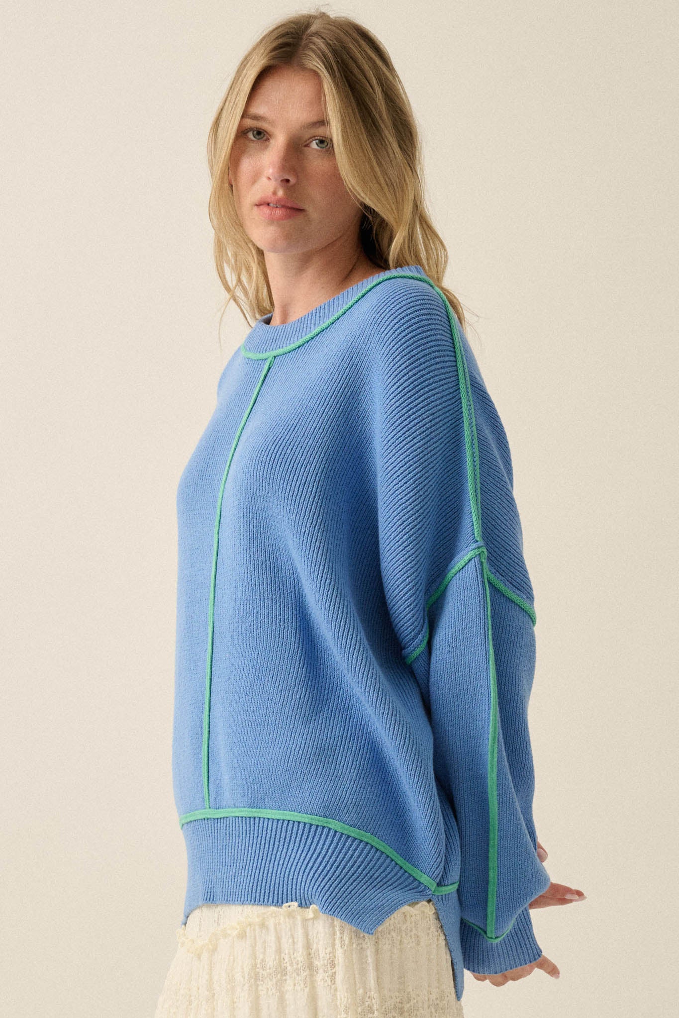 Best Life Exposed-Seam Ribbed Knit Sweater - ShopPromesa