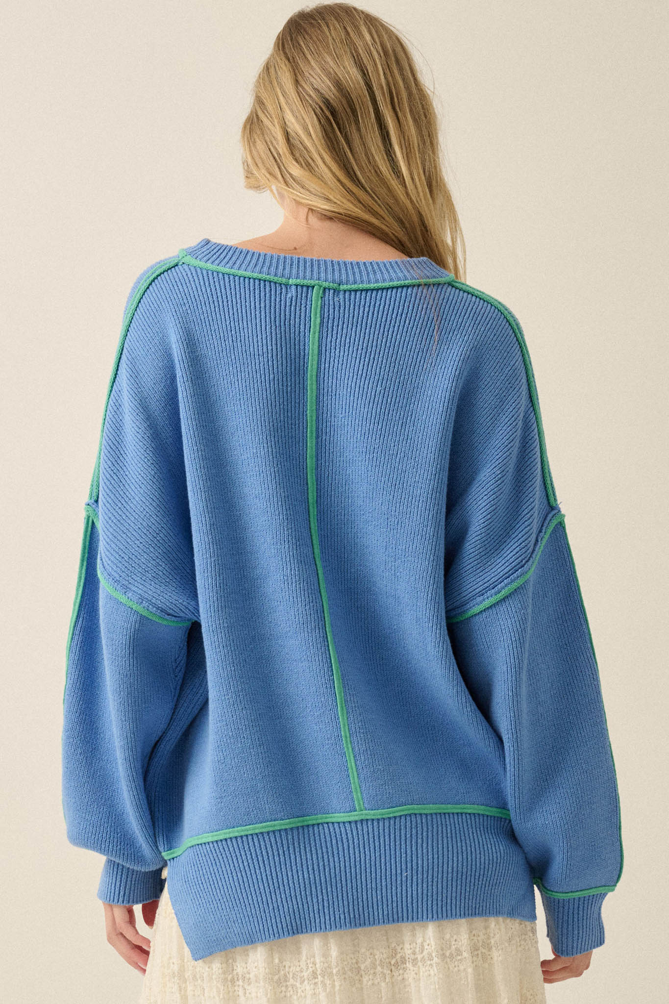 Best Life Exposed-Seam Ribbed Knit Sweater - ShopPromesa