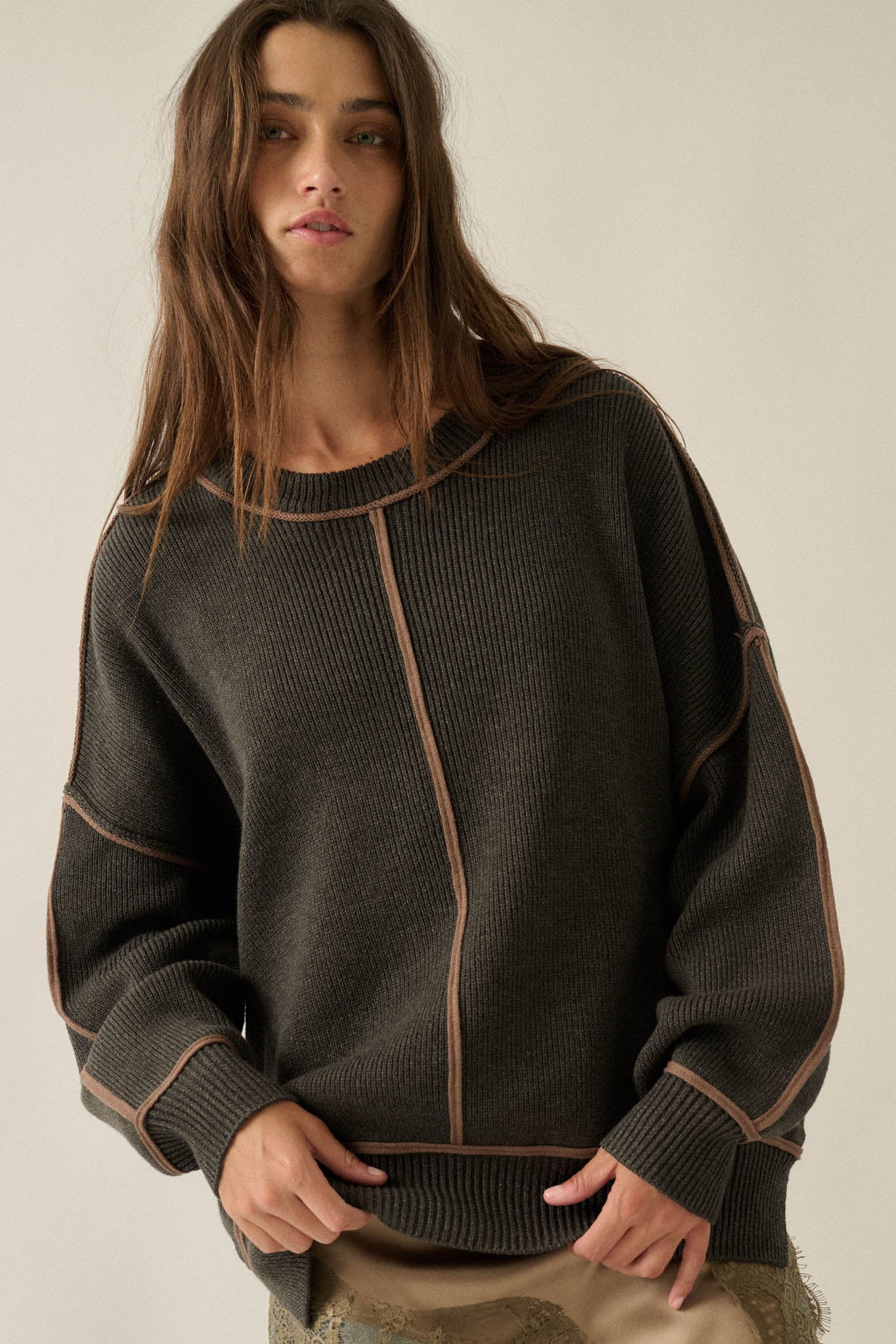 Best Life Exposed-Seam Ribbed Knit Sweater - ShopPromesa
