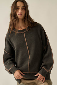 Best Life Exposed-Seam Ribbed Knit Sweater - ShopPromesa