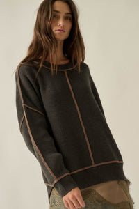 Best Life Exposed-Seam Ribbed Knit Sweater - ShopPromesa