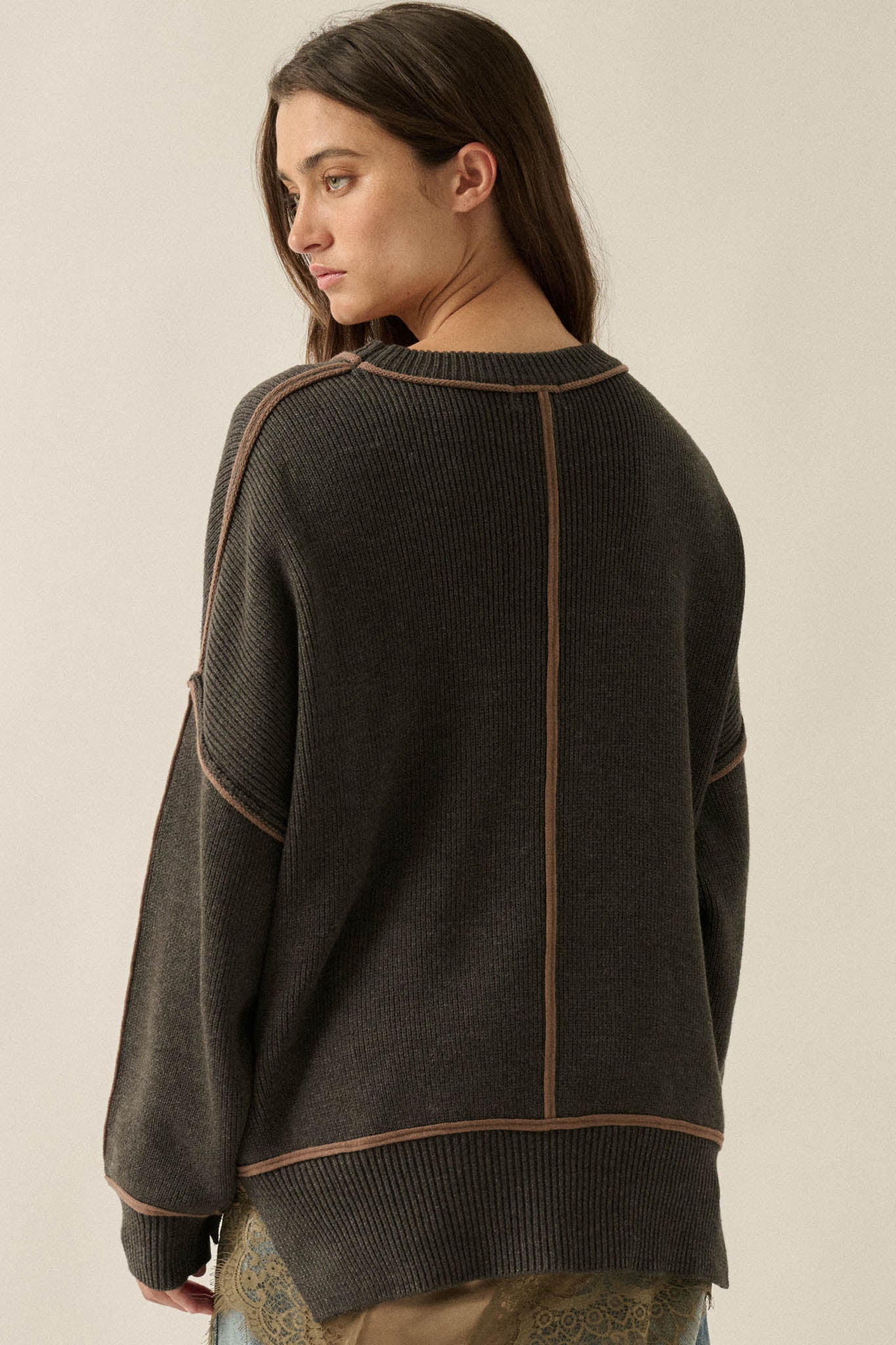 Best Life Exposed-Seam Ribbed Knit Sweater - ShopPromesa
