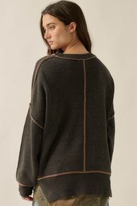 Best Life Exposed-Seam Ribbed Knit Sweater - ShopPromesa