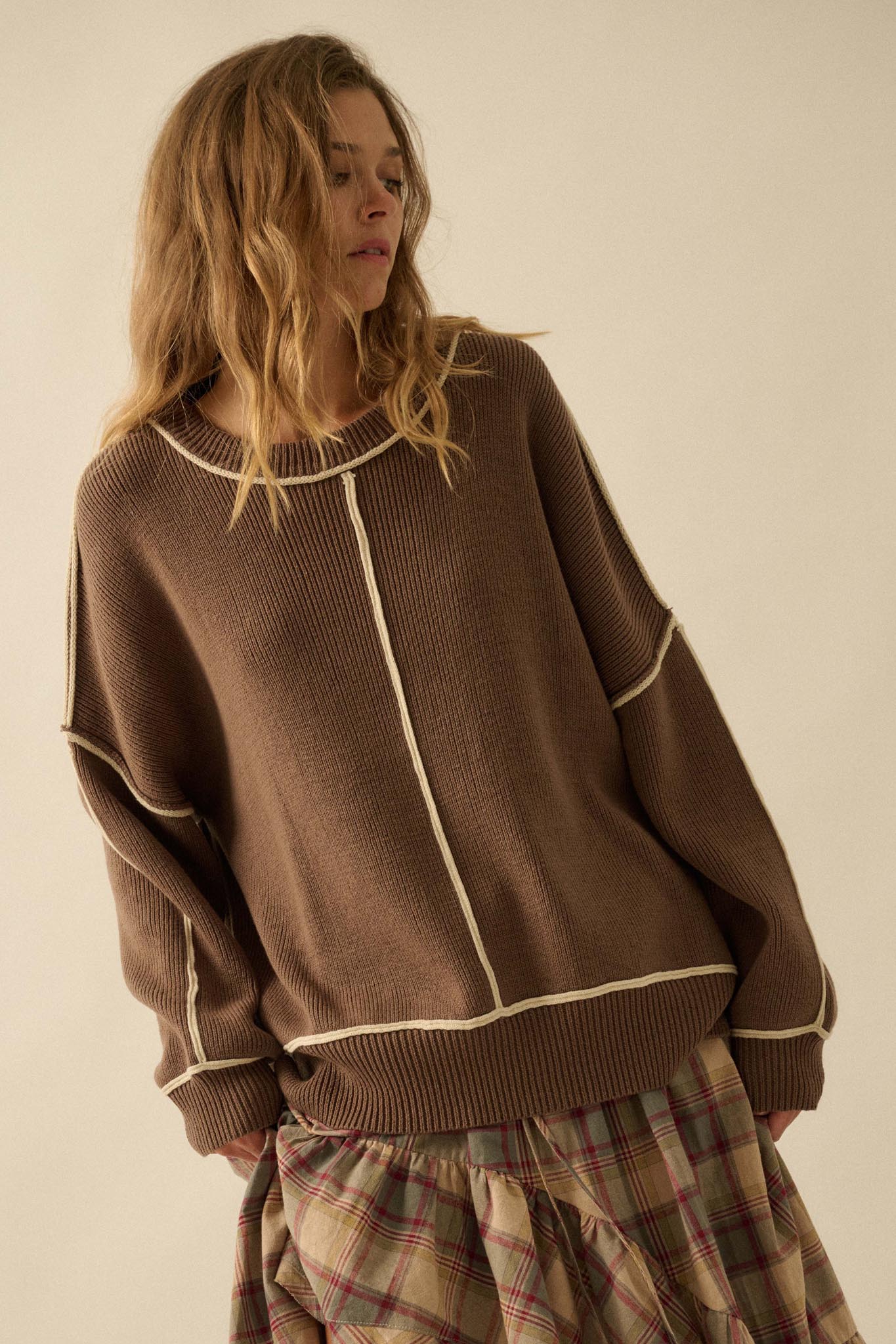 Best Life Exposed-Seam Ribbed Knit Sweater - ShopPromesa