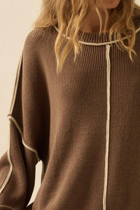 Best Life Exposed-Seam Ribbed Knit Sweater - ShopPromesa