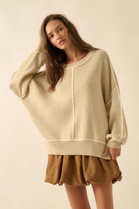 Best Life Exposed-Seam Ribbed Knit Sweater - ShopPromesa