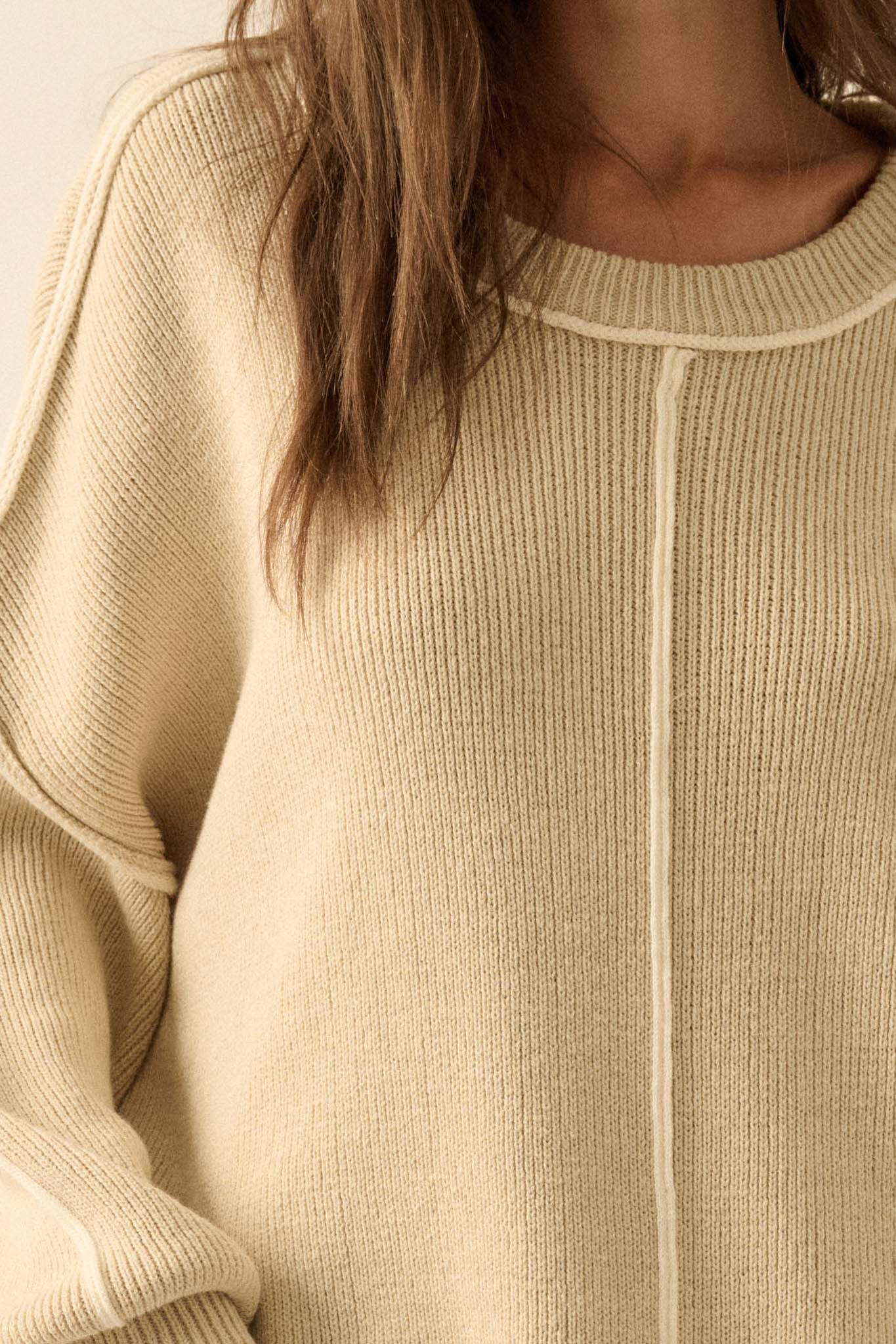 Best Life Exposed-Seam Ribbed Knit Sweater - ShopPromesa