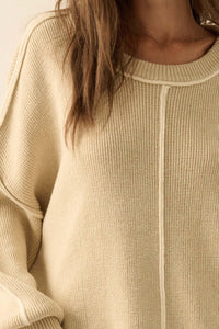 Best Life Exposed-Seam Ribbed Knit Sweater - ShopPromesa