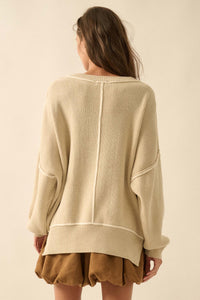 Best Life Exposed-Seam Ribbed Knit Sweater - ShopPromesa