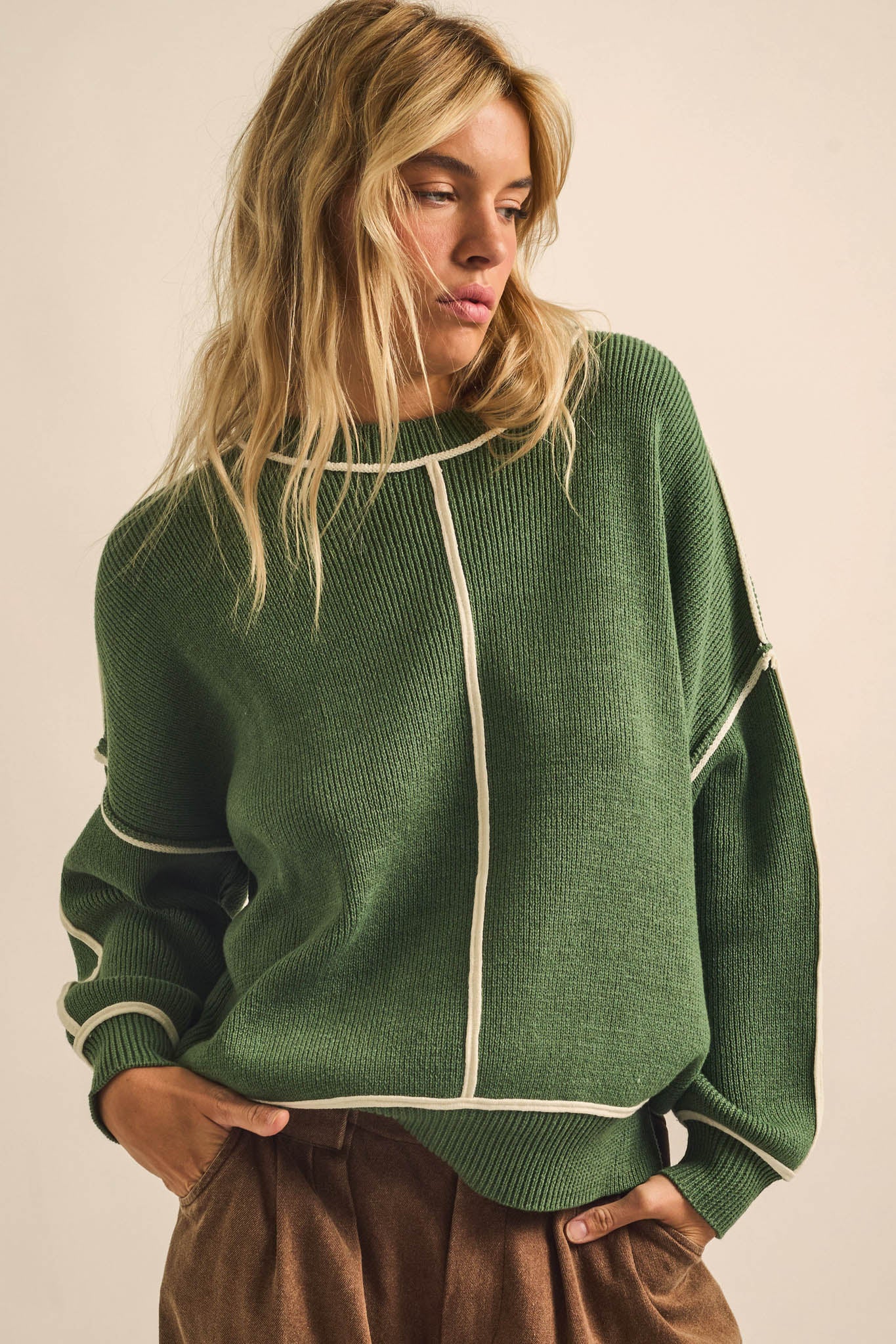 Best Life Exposed-Seam Ribbed Knit Sweater - ShopPromesa