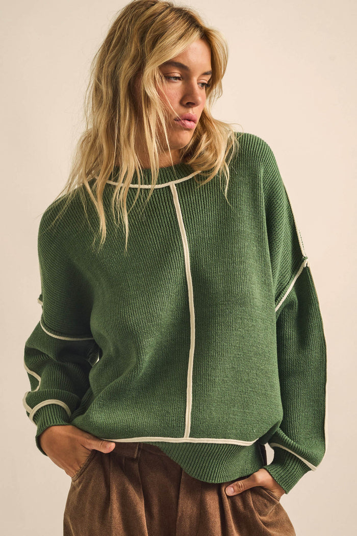Best Life Exposed-Seam Ribbed Knit Sweater - ShopPromesa