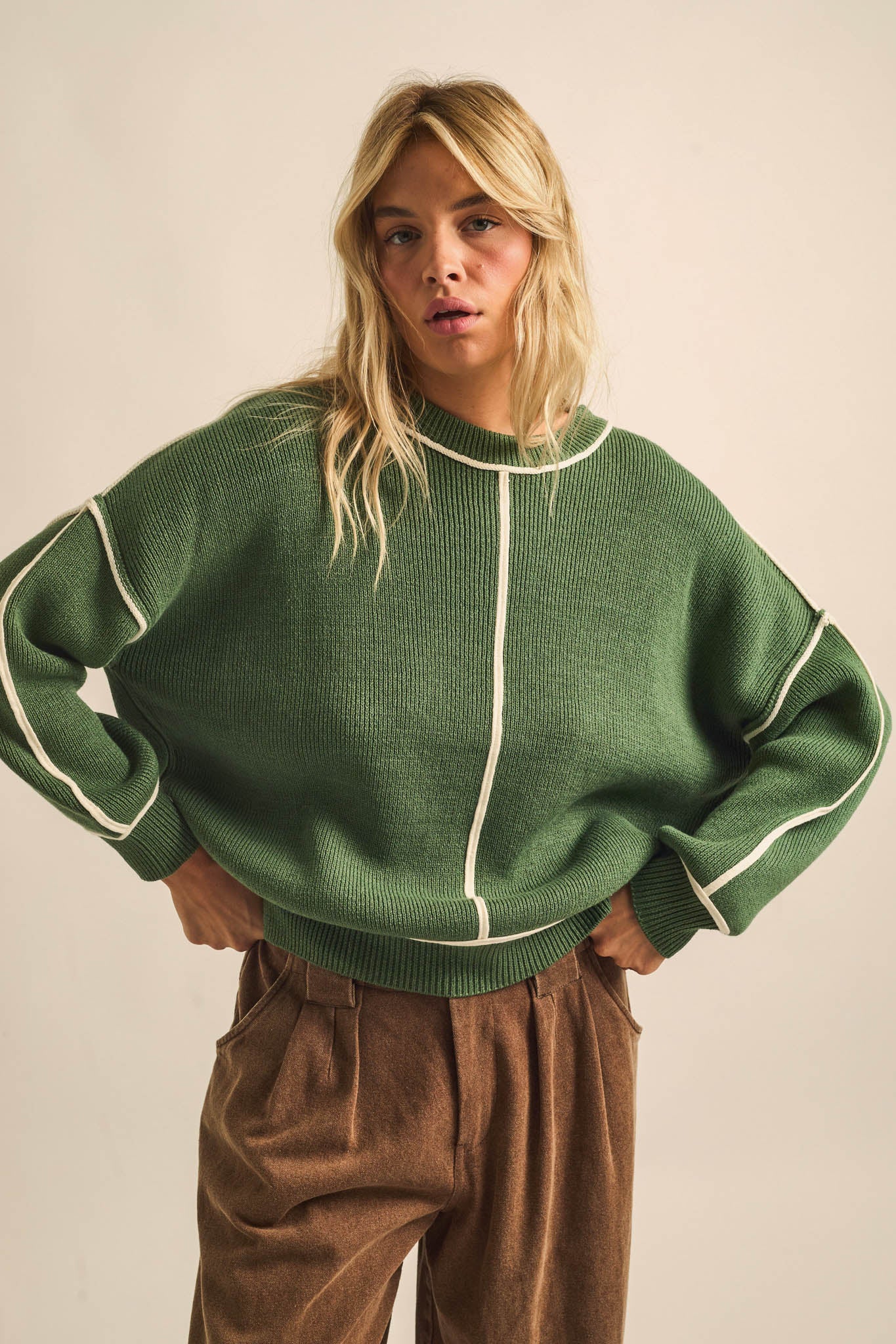 Best Life Exposed-Seam Ribbed Knit Sweater - ShopPromesa