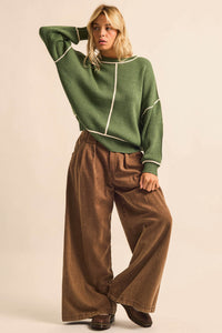 Best Life Exposed-Seam Ribbed Knit Sweater - ShopPromesa