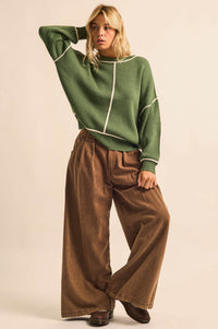 Best Life Exposed-Seam Ribbed Knit Sweater - ShopPromesa