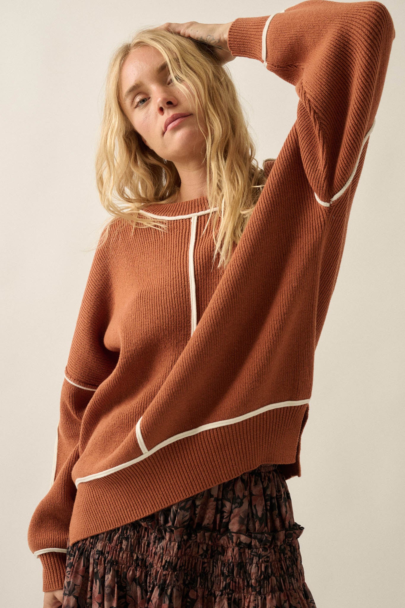 Best Life Exposed-Seam Ribbed Knit Sweater - ShopPromesa