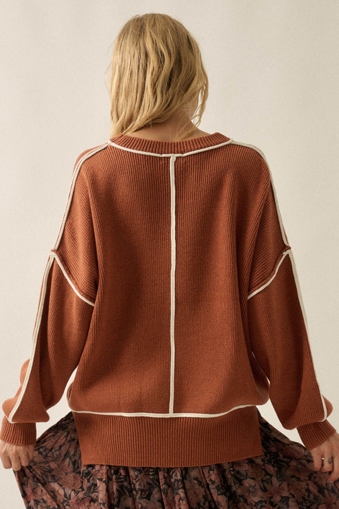 Best Life Exposed-Seam Ribbed Knit Sweater - ShopPromesa