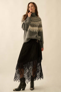 Heathered Hills Fair Isle Mock-Neck Sweater - ShopPromesa