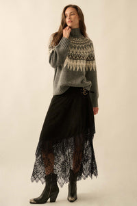 Heathered Hills Fair Isle Mock-Neck Sweater - ShopPromesa