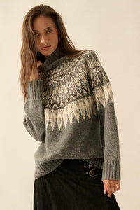 Heathered Hills Fair Isle Mock-Neck Sweater - ShopPromesa