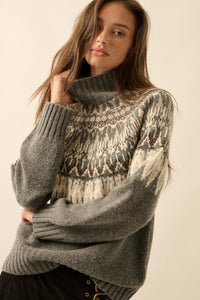 Heathered Hills Fair Isle Mock-Neck Sweater - ShopPromesa