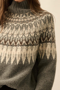 Heathered Hills Fair Isle Mock-Neck Sweater - ShopPromesa