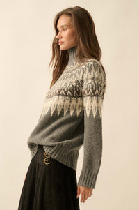 Heathered Hills Fair Isle Mock-Neck Sweater - ShopPromesa