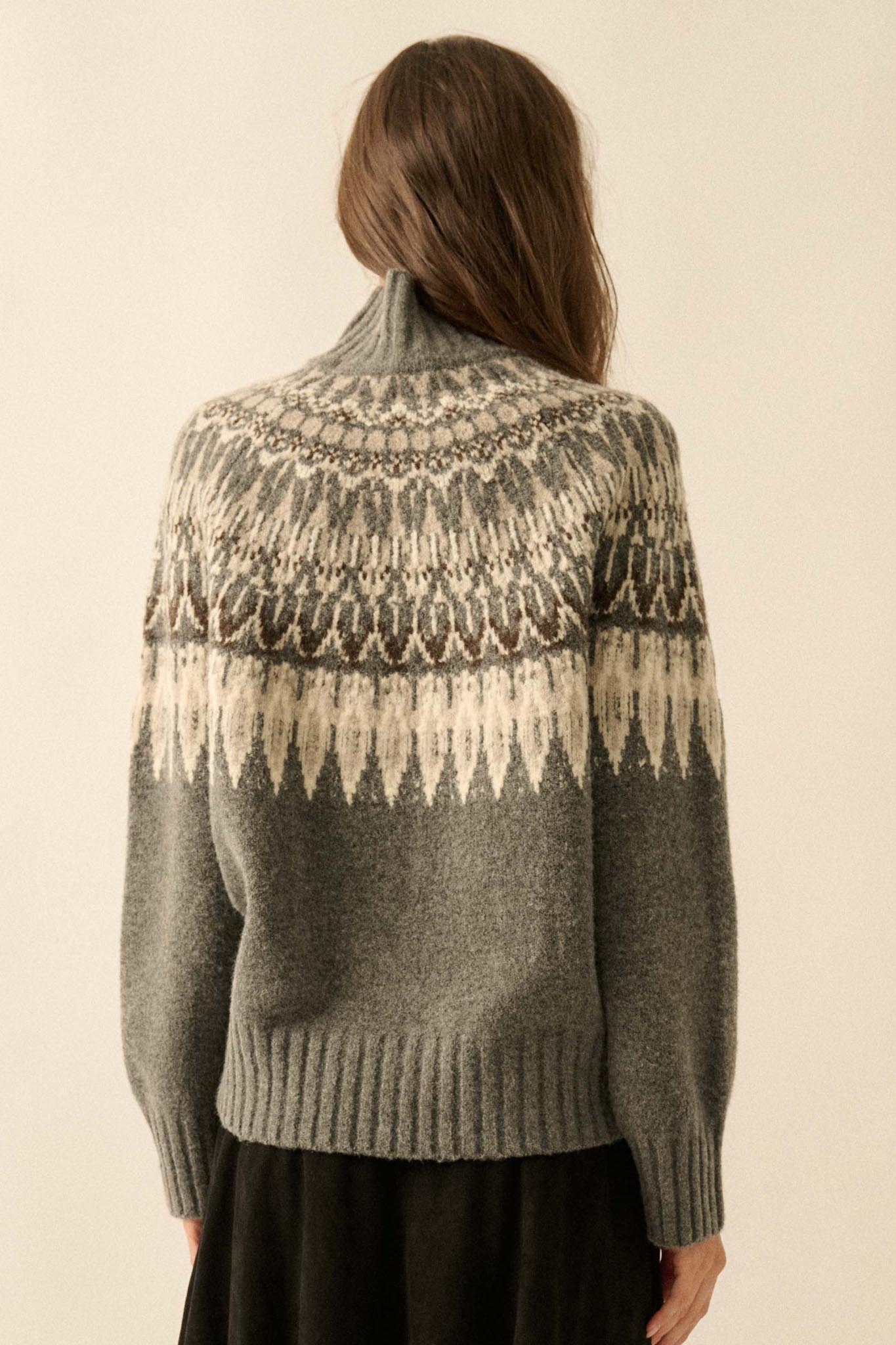 Heathered Hills Fair Isle Mock-Neck Sweater - ShopPromesa