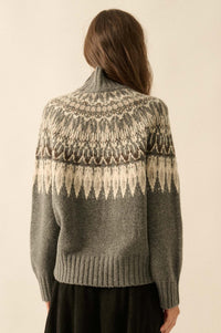Heathered Hills Fair Isle Mock-Neck Sweater - ShopPromesa