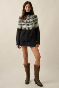 Heathered Hills Fair Isle Mock-Neck Sweater - ShopPromesa