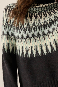 Heathered Hills Fair Isle Mock-Neck Sweater - ShopPromesa