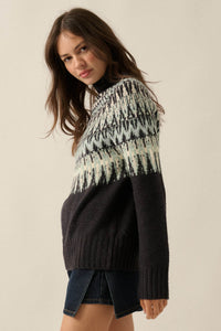 Heathered Hills Fair Isle Mock-Neck Sweater - ShopPromesa