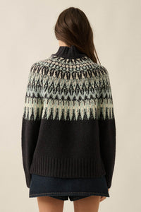Heathered Hills Fair Isle Mock-Neck Sweater - ShopPromesa