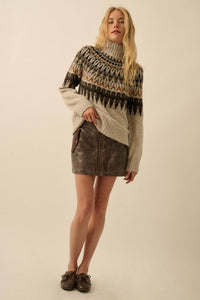 Heathered Hills Fair Isle Mock-Neck Sweater - ShopPromesa