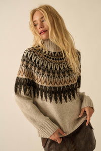Heathered Hills Fair Isle Mock-Neck Sweater - ShopPromesa