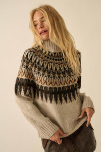 Heathered Hills Fair Isle Mock-Neck Sweater - ShopPromesa