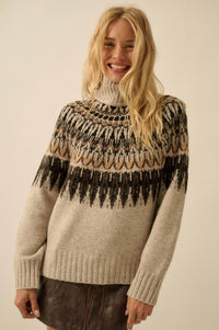 Heathered Hills Fair Isle Mock-Neck Sweater - ShopPromesa