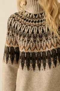 Heathered Hills Fair Isle Mock-Neck Sweater - ShopPromesa
