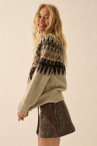 Heathered Hills Fair Isle Mock-Neck Sweater - ShopPromesa