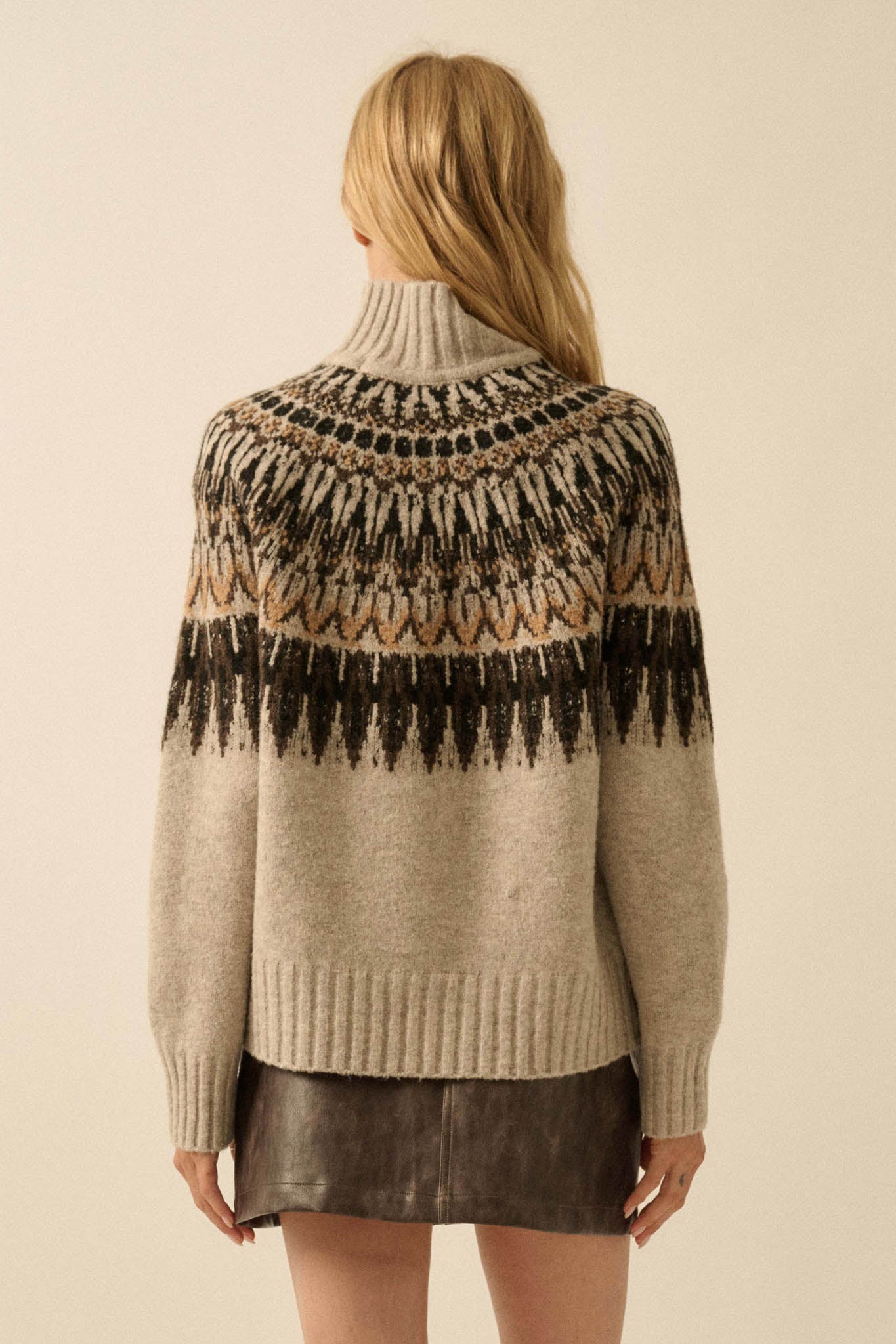 Heathered Hills Fair Isle Mock-Neck Sweater - ShopPromesa