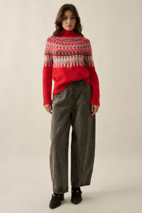 Heathered Hills Fair Isle Mock-Neck Sweater - ShopPromesa