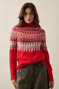 Heathered Hills Fair Isle Mock-Neck Sweater - ShopPromesa